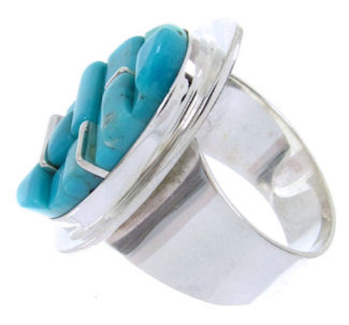 Genuine Sterling Silver Turquoise Inlay Ring Size 5-1/2 FX93612